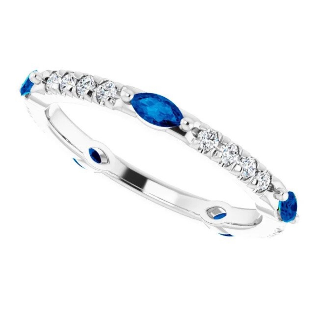 14kt Ring w 3/4ct diamonds 3/4ct blue sapphires